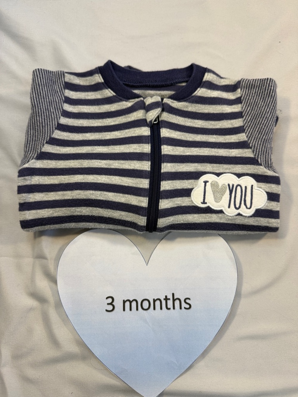Tuffy Striped Baby Sleeper with “I ❤️you” Patch